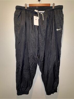 Nike Black Track Pants with White Drawstring